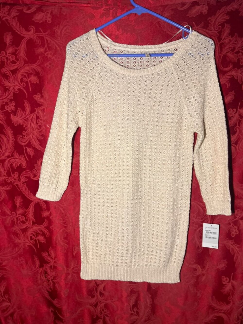 NWT Frenchi Women's Medium Cream Light Yellow Open Knit Pullover Sweater M